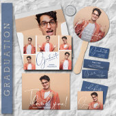 Uitnodiging voor een Multi Photo Blue Graduation P