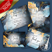 Verbluffende Indigo Blue en Gold Abstract Ronde Sticker