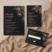 Black Copper Floral | Goth Wedding Kaart (Personaliseer de collectie van deze zelfstandige maker.)