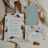 Burgundy Wildflower | Beige kaarten en cadeaus op  Poster