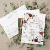 Koper Geometric Burgundy Marble Elegant Wedding Menu (Personaliseer deze collectie van deze onafhankelijke maker. Test)