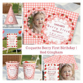 Coquette Berry First Birthday Red Gingham Bedankzakje