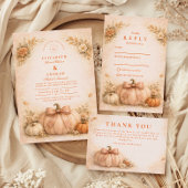 Coquette Bow Pumpkin Fall Wedding Kaart