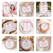 Pink Red Galentine's Day Party Coquette Bow Kaart