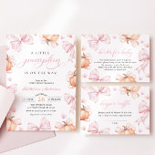 Pompoen Roze Bow Baby shower Luier Raffle Informatiekaartje