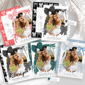 Red Stripe Bow Ribbon Return Address Etiket