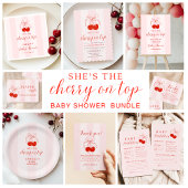 Cherry op Top Girl Baby shower Luier Raffle Informatiekaartje