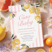 Coquette citroengele baby shower uitnodiging