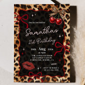 Leopard Cheetah Cherries Birthday Invitation Kaart