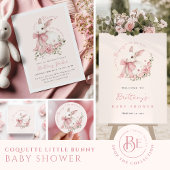 Pink Little Bunny Baby Shower  Papieren Bordje