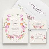 pastel coquette Floral Wreath Baby Shower  Papieren Bordje