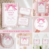 Roze Bow Coquette Love Shack Baby shower All In One Uitnodiging