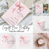 Elegant Preppy Coquette Bow Birthday Party Kaart