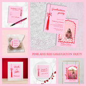 Coquette Bow Roze & Rode Klasse van 2025 Afstudere Save The Date