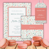 Koraal en Blauwe Wildbloemen VRIJGEZELLENFEEST Papieren Bordje