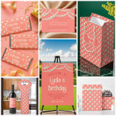 Elegante aangepaste koraal en parel gunstbox ronde sticker