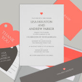 Coral Heart Wedding Plaatskaartje