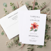 Coral Red Hibiscus Floral Tropical Wedding Kaart (Personaliseer deze collectie van deze onafhankelijke maker. Test)