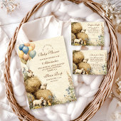 Country Hay Bale Farm Animals Baby shower Kaart