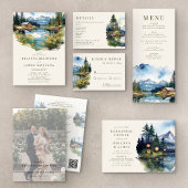 Country Forest Glade Wedding Mountain Landschap Acryl Uitnodigingen