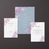 Landelijk Bloemig Schrift Monogram Foto Bruiloft All In One Uitnodiging (Personaliseer de collectie van deze zelfstandige maker.)