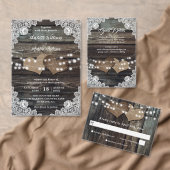 Rustieke Country Wood Burlap Bloemen Lace Wedding Save The Date (Personaliseer de collectie van deze zelfstandige maker.)