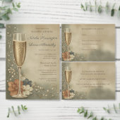 Couple’s Champagne Floral Wedding Shower Vierkante Sticker (Personaliseer de collectie van deze zelfstandige maker.)
