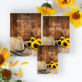 Pet van cowboy, zonnebloemen Westerne bruiloft van Magnetische Uitnodiging