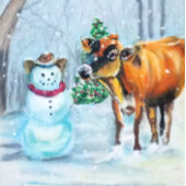 Cute kerst Cowboy Snowman Feestdagen Kaart