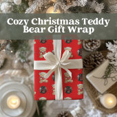 Gezellige kerstteddybeer cadeaupapier
