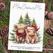 Schattig Hoogland Koe Kalf Vrolijk Kerstfeest naar Feestdagenkaart