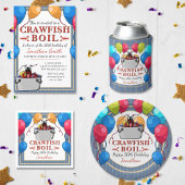 Crawfish Boil Verjaardag Zeevruchten Party Ronde Sticker