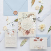 Cream Beige | Pampas gedroogd gras | Weddenschap All In One Uitnodiging