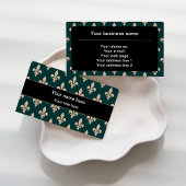 Fleur de Lis Patroon, Frans, Koninklijk, Crème, Gr Vierkante Visitekaartje