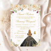 Crème Bloemen Blond Haar Meisje Verjaardagsfeest Papieren Bordje