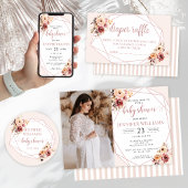 Terracotta floral baby shower foto dank u kaart