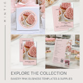 Aangepaste Foto QR Roze Bakkerij Prijslijst Flyer