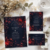 Crest Monogram Art Nouveau Bloemenbruiloft Save The Date