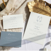 Elegante Dusty blauw Monogram Crest Wedding Progra