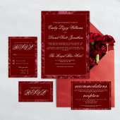 Crimson Red Klassieke Kalligrafie Script Elegant Kaart