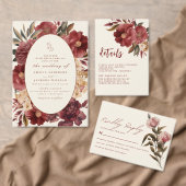 Romantische Bourgogne rood en koper bruiloft Kaart (Personaliseer de collectie van deze zelfstandige maker.)