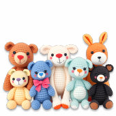 Crocheted Stuffed Animals | It's a Boy Vierkante Sticker