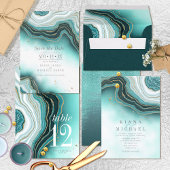 Kristal Agate Wedding Menu V2 Blauwgroen ID825