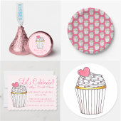 Roze hartscupcake Aangepaste bruiloft Napkins Servet