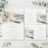 Curfu Griekenland Waterverf Landschap Wedding Kaart (Personaliseer de collectie van deze zelfstandige maker.)