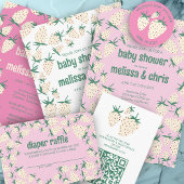 Witte Aardbei Schattige Pineberry CUSTOM BABY SHOW Uitnodiging Briefkaart