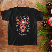 Custom Christmas Cheer Cute Reindeer in Hat  Rond Kussen