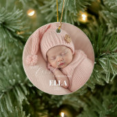 Two Photos Minimalist Baby First Christmas Ornament Kaart