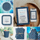 Aangepaste Hond Verjaardag Blauwe Poot Print Puppy Servet