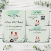 Custom green watercolor flowy wedding RSVP kaartje (Personaliseer de collectie van deze zelfstandige maker.)